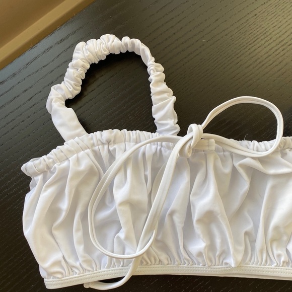 Zaful Ruched Elastic Straps Tie Bathing Suit Top - Picture 4 of 12